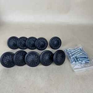 10 pcs Flower Shape Matte Black Zinc Alloy Cabinet Drawer Knobs And Pulls